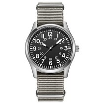 공군 필드 워치 패브릭 스트랩 24 시간 디스플레이 일본 쿼츠 무브먼트 42mm 다이얼