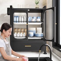 접시 보관함 배수 캐비닛 주방 식기 도어 선반대, 일반 수납장