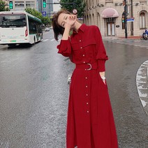 위위브렌 여성용 캐주얼 긴팔 빅사이즈 셔츠원피스