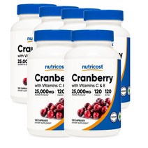 뉴트리코스트 Nutricost 크랜베리 추출물 25 000mg 120캡슐, 6팩
