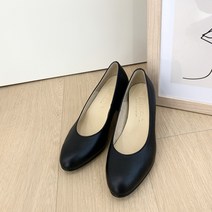 작구요 소가죽 검정 펌프스 힐 5cm