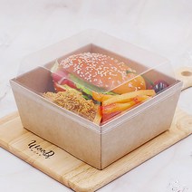크라프트정사각케이스(고) 샌드위치용기세트500개 sw5, 없음, sw5호/몸통+뚜껑세트_500개
