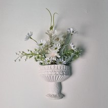 벽장식 유리장식 부착식 조화 미니화병 꽃장식 납골당 꽃 4종, 마트리카리아