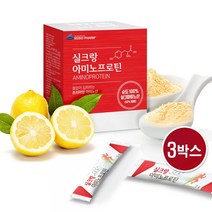 실크아미노산 분말 실크 펩타이드 단백질 프로틴 파우더 누에고치 저분자단백질 가루 흡수율높은 고순도 천연 추출물 필수 아미노산 류신 18종 비타민C 타우린 레몬맛 스틱 효능, 30포 x 3통, 3개
