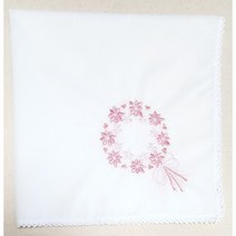 하얀레이스자수손수건꽃그림 직접 수 놓은 순면60수 50*50
