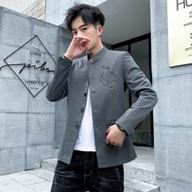 DFMEI 정장 남성 정장 스탠드 칼라 캐주얼 소형 정장 복고풍 당나라 정장 재킷