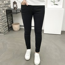 용된다 남자 슬림핏 데일리 스판 기본 블랙 청바지