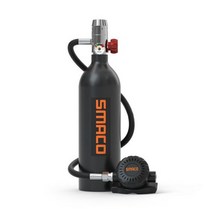 스쿠버미니산소통 산소통 미니산소통 Smaco semiker 1L 용량 S400 휴대용 관광 다이빙 전체 세트 스쿠버 스위치 헤드 다이빙 안경, Black Oxygen tank