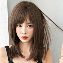하이유니 레이어드 컷 중단발 헤어 단발 통가발 가발 45cm + 거치대 세트, 쿨브라운 / 45cm