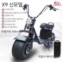 할리 전기 자동차 2 륜 자전거 성인 이동성 큰 타이어 와이드 배터리 전동 스쿠터, 4. X9 40km 착탈식 배터리, 60V
