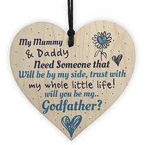 XLD Store Will You Be My Godfather Wooden Heart Plaque Goddaughter Godson Christening Asking Gifts f, 1
