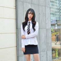 YLK069060GBM 프리미엄 여성 화이트 셔츠 (각카라 그레이체크) 교복셔츠 교복 교복쇼핑몰 교복와이셔츠 남자교복 학