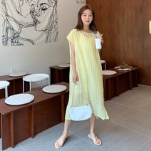 [미씨엘라] 고잉 스트라이프 지지미 롱 원피스