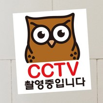 [뭉키데코] 생활스티커_부엉이 CCTV촬영중01(칼라), 칼라스티커