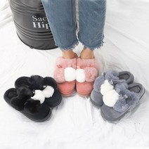 잠비 마시멜로 여성 겨울 통굽 사무실 털 슬리퍼 4cm