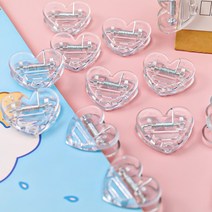 미니책꽂이 투명 심플 스몰 가능집게식 플라스틱 송장클립 학생용 다용도 미니 시험지 책 파일폴더 아이디어 하트형 사진 귀여운 인테리어 메모홀더 클립 사무실 정리 고정클립, T04-3mm50개포장