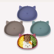 [마미스테이블] 식품용실리콘 뚱냥이 흡착식판(본체만) 유아 돌 아기 그릇 식기 중기 이유식 용기, 뚱냥이 다크그레이(본체만)