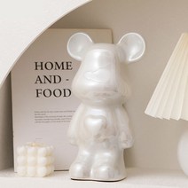 곰돌이 저금통 인테리어 장식품 18cm, 화이트
