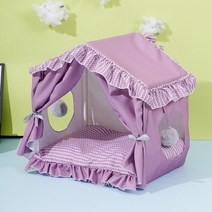 애견 가벼운 그늘막 휴가 고양이 텐트 두꺼운 이동식 쿠션 애완 동물 천막 개 침대 개집, 분홍색, 엘 40x35x45cm