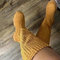 승마 부츠 가죽 말 신발 승마화 여자 여성 남자 남성 럭셔리 브랜드 두꺼운 밑창 굽 따뜻한 부츠 여성용, 04 YELLOW_01 35