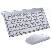 2.4G 무선 키보드 마우스 미니 멀티미디어 키패드 콤보 세트 노트북 데스크탑 PC TV 사무용품, Silver
