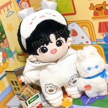 20cm 무속성 면화 솜 인형 솜뭉치 솜깅이 몸체 소년 흑발 아이돌 인형옷 생일 선물, 인형 + 옷
