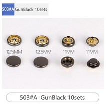 가죽 핸드프레스 각인기 가죽공예 도장 다이어리 10 대/갑 12.5 미리메터 금속 프레스 스터드 바느질 단추, 02 503 A Gun Black