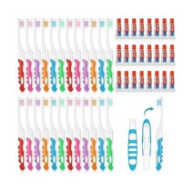 Mifoci 48 Pcs Travel Kit Toothbrush with Toothpaste Soft Bristles Folding Collapsible Multi Color Po