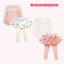 미니스타 상큼 딸기 치랭스 + 레이스 티셔츠 셋트