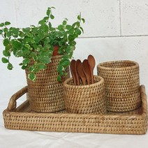 라탄 버틀베어 (S.M.L) /라탄빗통 펜꽂이 라탄수저통 라탄리모콘꽂이 라탄화장품수납통 라탄브러쉬보관바구니 라탄화분홀더바구니 라탄주방조리도구보관통 라탄인테리어소품, 소사이즈 (S)