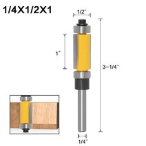 트리머 비트 세트 홀쏘 목공 탁상 드릴 1pc 6mm 14 생크 템플릿트림 라우터 2 긴 라우팅 커터 포함. 기능: 상단 하단 볼 베어링 도구, 6.35X12.7X25