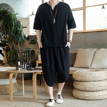 남성 여름용 생활한복 세트 린넨 개량 패션한복 반팔 반바지 법복