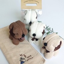 강아지 모양 순면 100% 수건답례품-애견타올 애견센터 애견카페 동물병원 오픈 개성만점 선물 독특한 핸드메이드 타올 어린이집 유치원 행사 소규모 돌잔치답례품-(사과나무답례품), 파트라슈(자수X)비닐포장