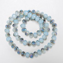 2 가지 톤 색상 크리스탈 론델 유리 면 처리 비즈 쥬얼리 제작 Diy 액세서리 1 가닥, [04] 6x8mm-68pcs, [44] moon blue light