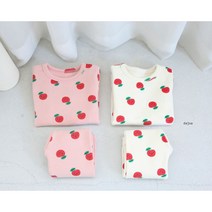 콩알옹알 통통 사과 도톰실내복 1세-7세 아기 유아 아동 여아 남아 겨울 기모 내복 내의 잠옷