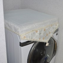 지비유 레이스 드럼세탁기커버/건조기커버, 12kg(화이트 핑크자수)