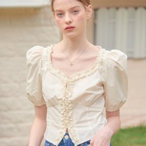 [천삼백케이] [벰버] FRILL POINT COTTON BLOUSE