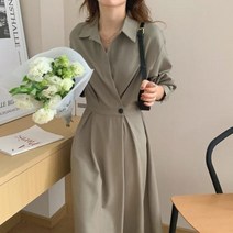 하객원피스 셔츠형원피스 여성 봄 여름 셔츠 복장 높은 허리 불규칙한 야생 한국어 패션 칙 레이디 빈티지 긴 드레스 DR903A