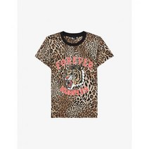 THE KOOPLES 레오파드 프린트 그래픽 모티프 코튼 저지 티셔츠 - LEO01