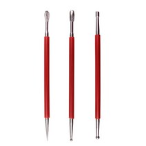 조각 도자기 도구 스테인레스 스틸 압입 펜 클레이 압착 DIY 수제 가죽 공예 3 개, 01 3pcs