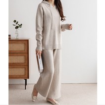 니트셋업 트레이닝 세트 셋업 홀가먼트 니트 후드 와이드팬츠 상하 투피스