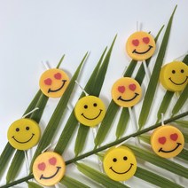 노랭이 스마일 하트스마일 미니 막대 양초 파티초 케이크초 생일초 이벤트용품, 하트뿅초(5pcs)