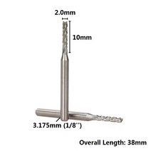 금속 가공 드릴링10pcs PCB 밀링 커터 2.0mm 옥수수 라우터 비트 텅스텐 카바 이드 미니 CNC 조각, 한개옵션0