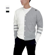 럭스골프 남성 브이넥 배색 니트 가디건 GQ3A703