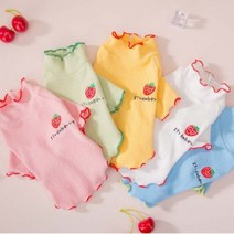 펫라이엇 강아지옷재고정리 고양이 딸기 프릴 티셔츠 데일리 실내복 외출복, 그린