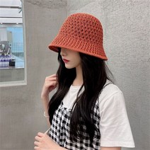여성버킷햇 여름버킷햇 여성벙거지모자 여성을 위한 새로운 솔리드 수제 크로셰 플로피 탑 여름 모자 중공
