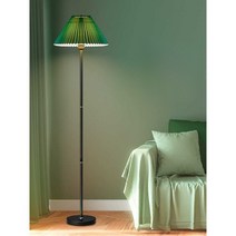 그린 앤틱 플로어 램프 복고풍 레트로 주름 갓 리모콘, 에메랄드 그린 + 9W + 3색 조명