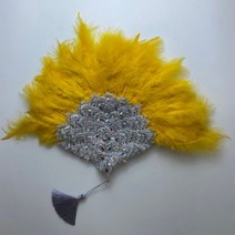 큰 사이즈 디자인 아프리카 오렌지 깃털 팬 여성용 웨딩 신부 양면 나이지리아 꽃 핸드팬 너슬 부채, 35cmx45cm, double side 2
