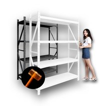 토토랙 무볼트 조립식 철제앵글 경량랙 창고진열대 매장선반 3단4단5단6단, 화이트2MT높이_0.5MT_2M4단