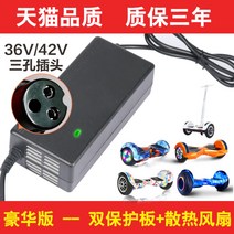 2륜 전동킥보드 전기 평형차 충전기 36v 3공 헤드 2A 일반 원형 헤드 42V, 36/42v 범용 충전기(듀얼 보호판+방열팬)